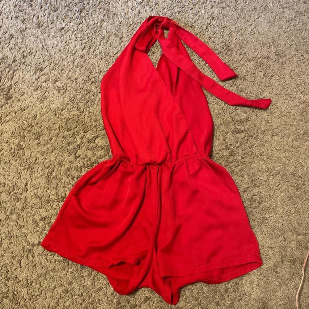 red halter top romper